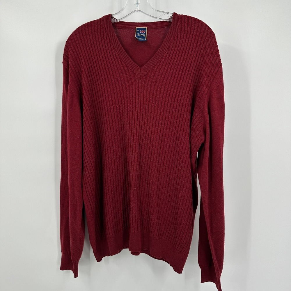 Mens Preppy V Neck Sweater Size L Italian Old Money Heritage Ivy League Office